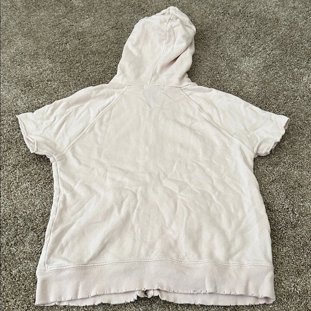 Light Pink Short Sleeve Zip Hoodie - Picture 5 of 13